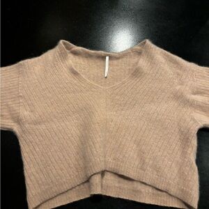 Free People Cashmere Cozy V-Neck pink sweater